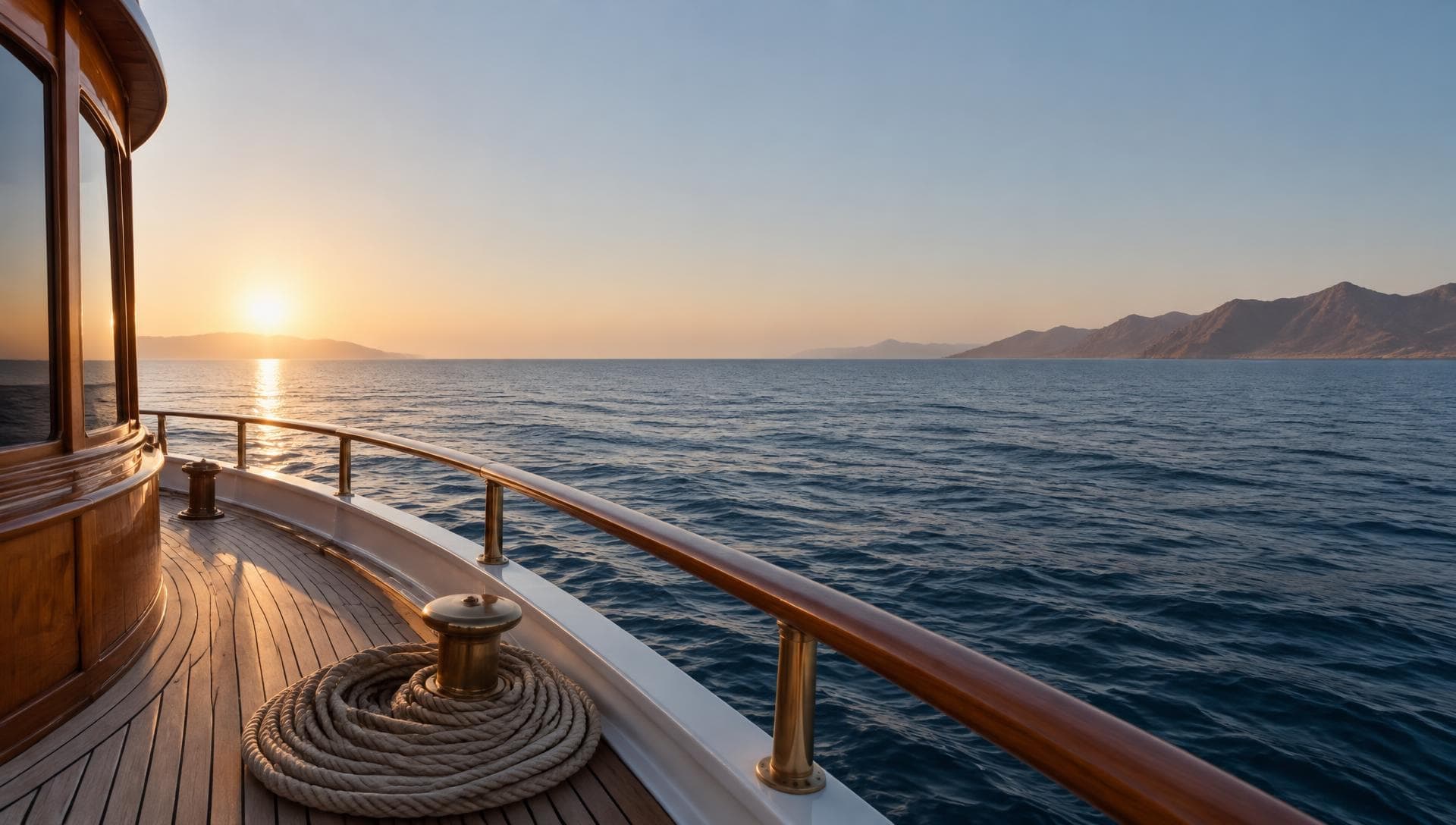 The Red Sea at first light, seen from the deck of a yacht at anchor